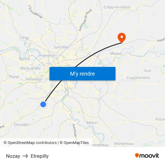 Nozay to Etrepilly map