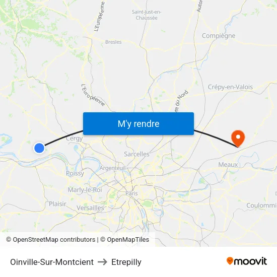 Oinville-Sur-Montcient to Etrepilly map