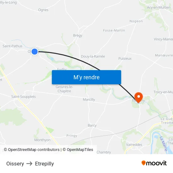 Oissery to Etrepilly map
