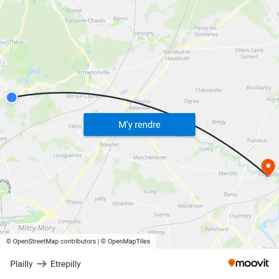Plailly to Etrepilly map