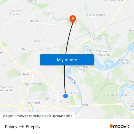 Poincy to Etrepilly map