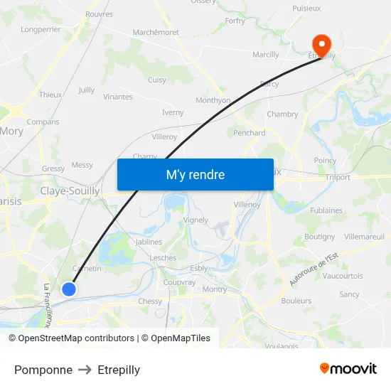 Pomponne to Etrepilly map