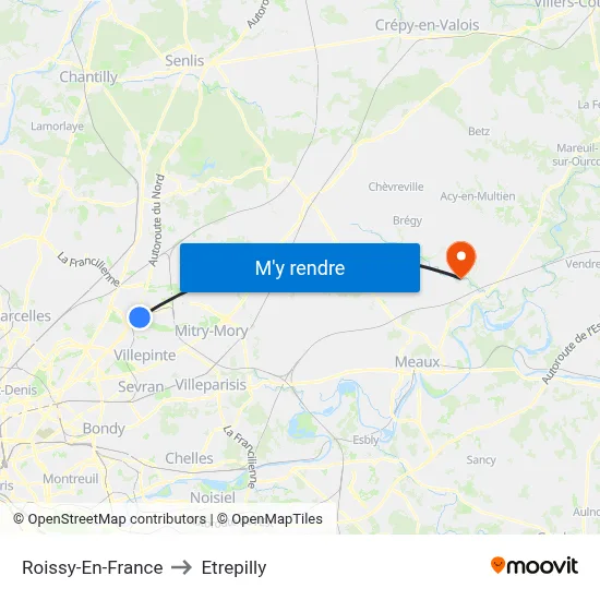 Roissy-En-France to Etrepilly map