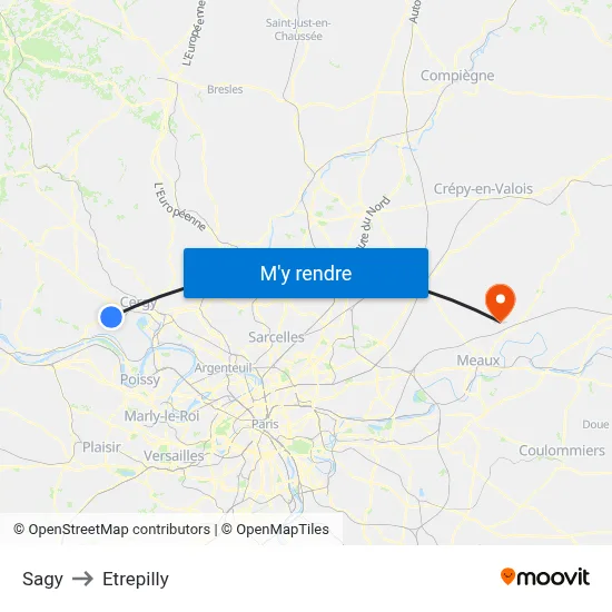 Sagy to Etrepilly map