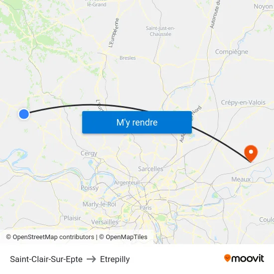 Saint-Clair-Sur-Epte to Etrepilly map