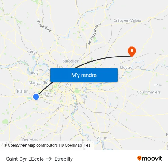 Saint-Cyr-L'Ecole to Etrepilly map