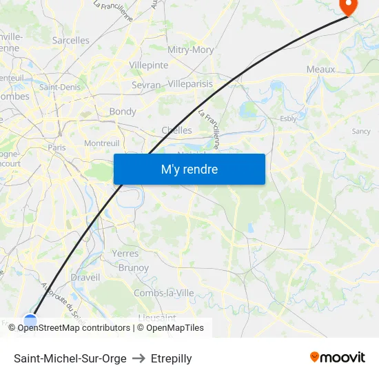 Saint-Michel-Sur-Orge to Etrepilly map