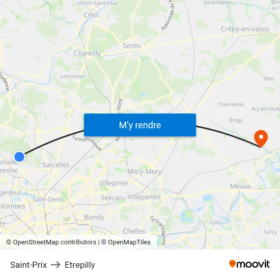 Saint-Prix to Etrepilly map
