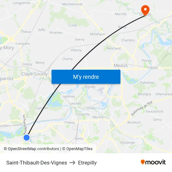 Saint-Thibault-Des-Vignes to Etrepilly map