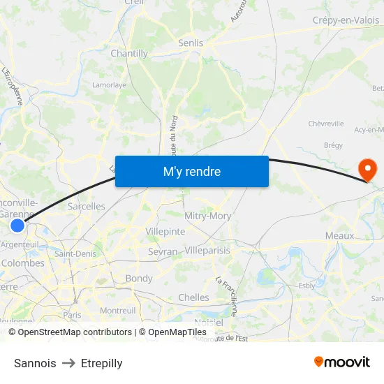 Sannois to Etrepilly map