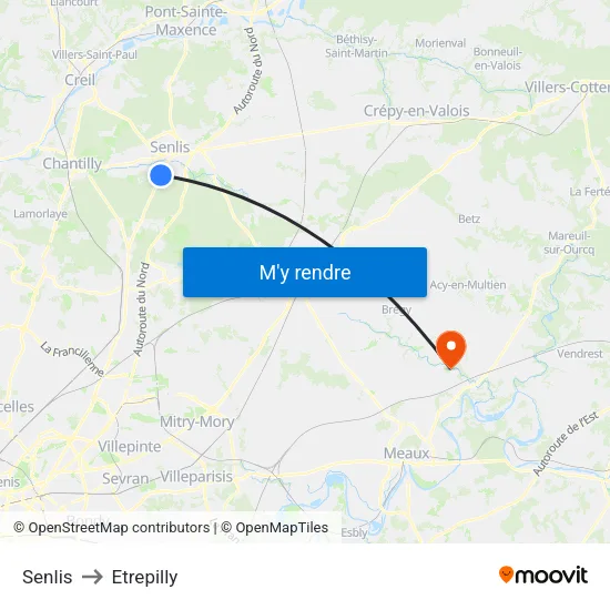 Senlis to Etrepilly map