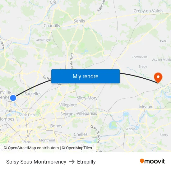 Soisy-Sous-Montmorency to Etrepilly map
