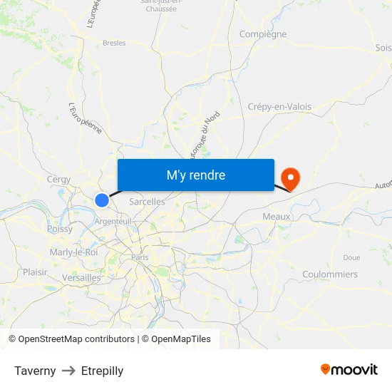Taverny to Etrepilly map