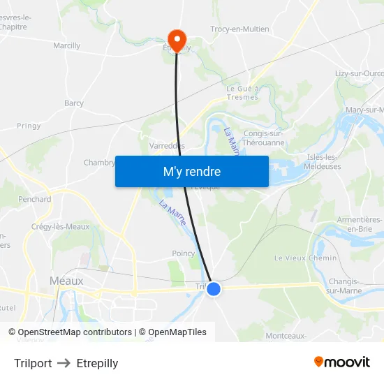 Trilport to Etrepilly map