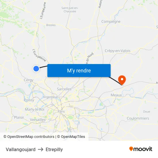 Vallangoujard to Etrepilly map