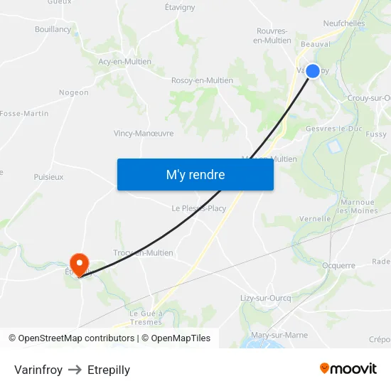 Varinfroy to Etrepilly map