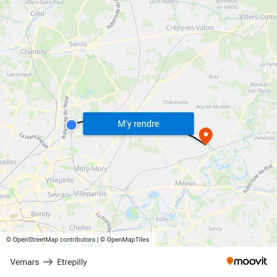 Vemars to Etrepilly map