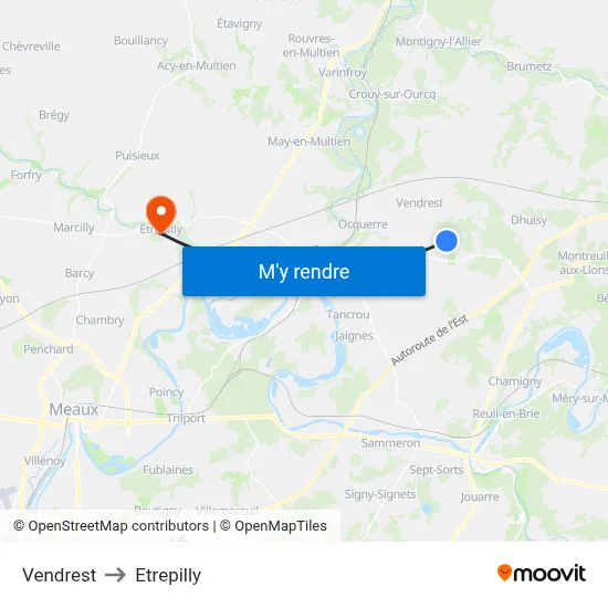Vendrest to Etrepilly map