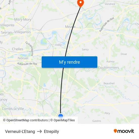 Verneuil-L'Etang to Etrepilly map