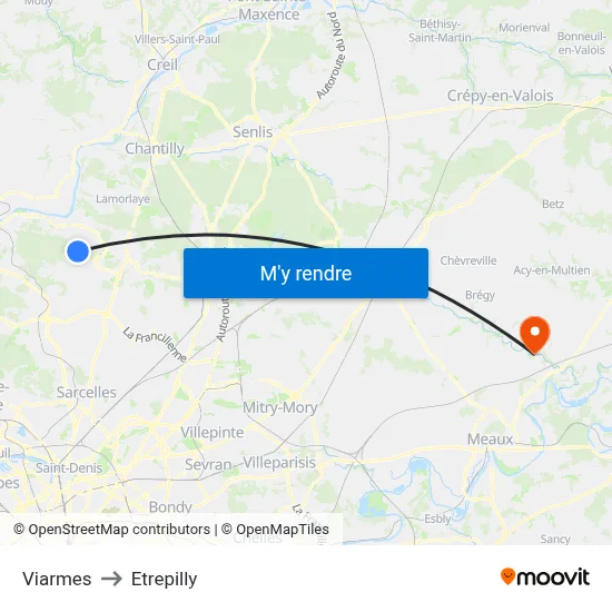 Viarmes to Etrepilly map