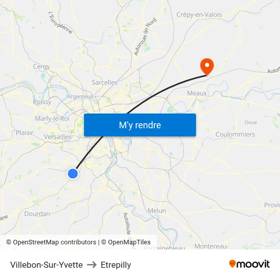 Villebon-Sur-Yvette to Etrepilly map