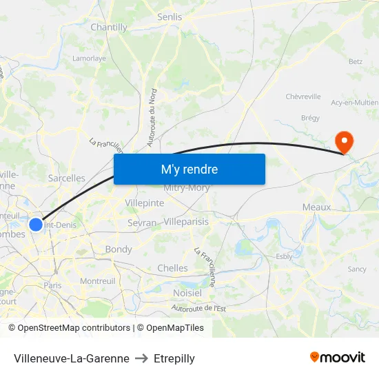Villeneuve-La-Garenne to Etrepilly map