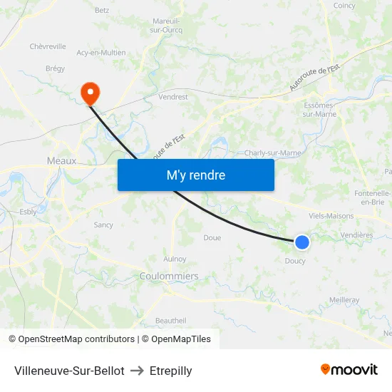 Villeneuve-Sur-Bellot to Etrepilly map