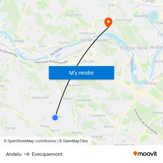 Andelu to Evecquemont map