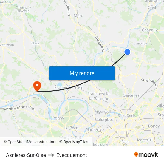 Asnieres-Sur-Oise to Evecquemont map