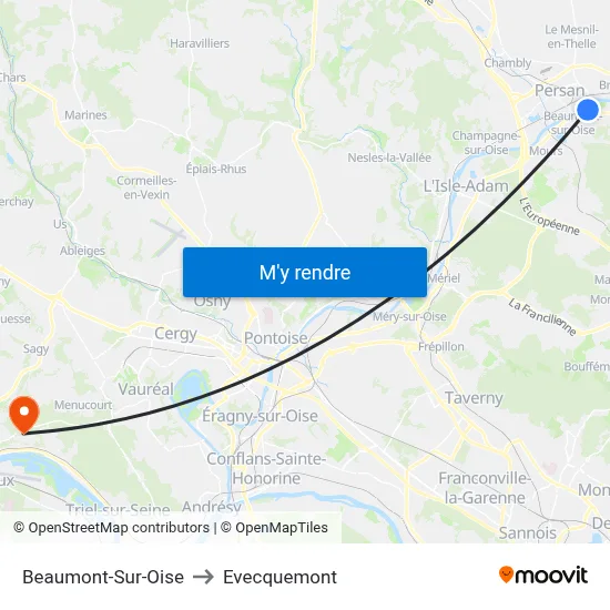 Beaumont-Sur-Oise to Evecquemont map