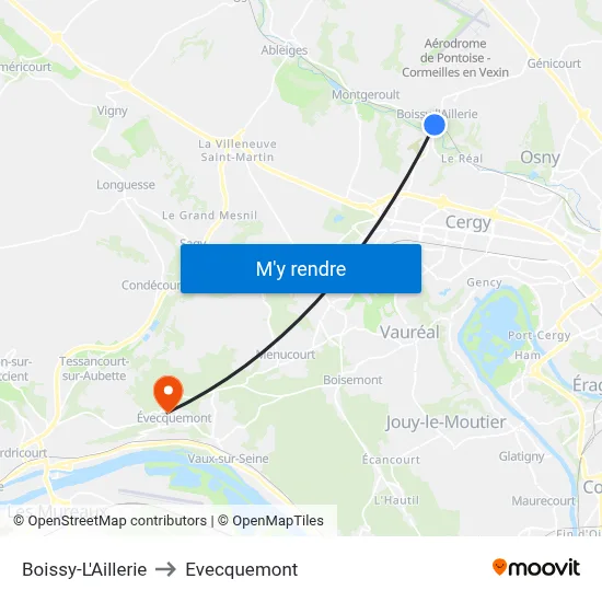 Boissy-L'Aillerie to Evecquemont map