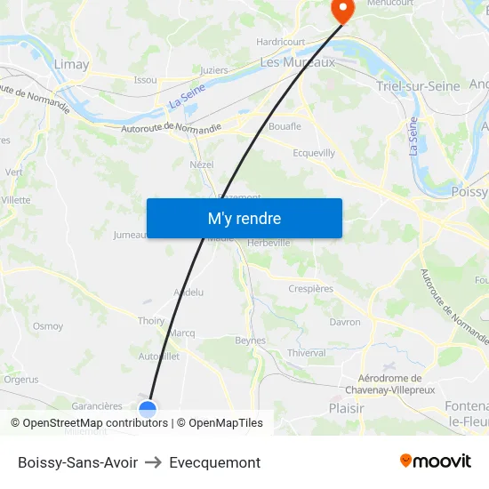 Boissy-Sans-Avoir to Evecquemont map