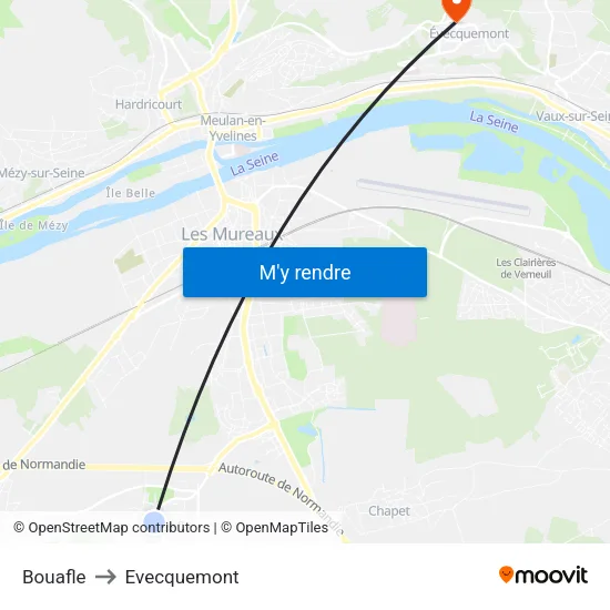 Bouafle to Evecquemont map