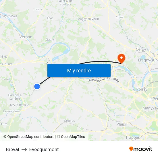 Breval to Evecquemont map