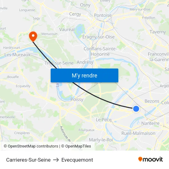 Carrieres-Sur-Seine to Evecquemont map