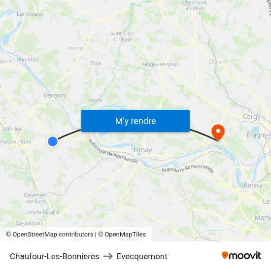 Chaufour-Les-Bonnieres to Evecquemont map