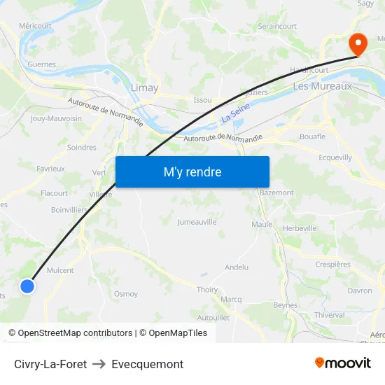 Civry-La-Foret to Evecquemont map