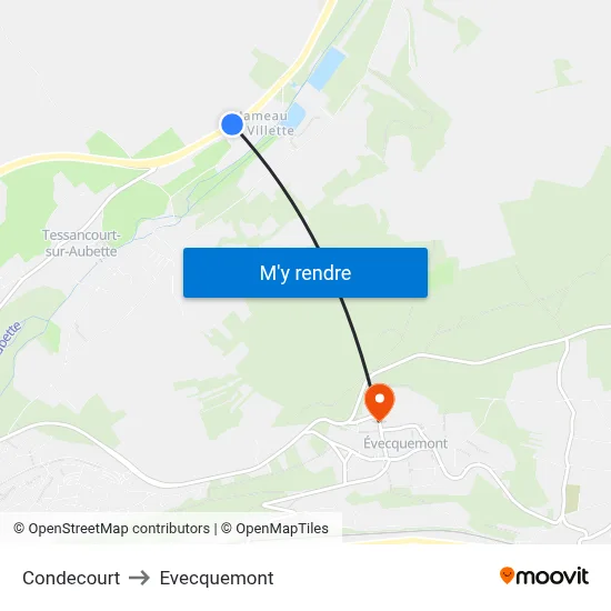 Condecourt to Evecquemont map