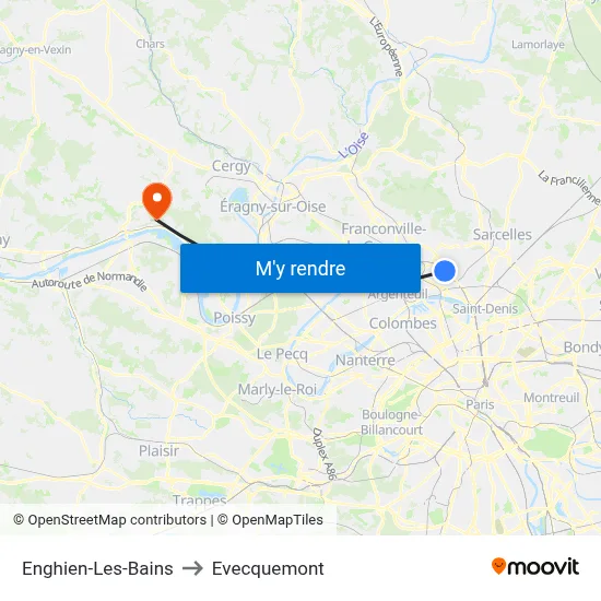 Enghien-Les-Bains to Evecquemont map