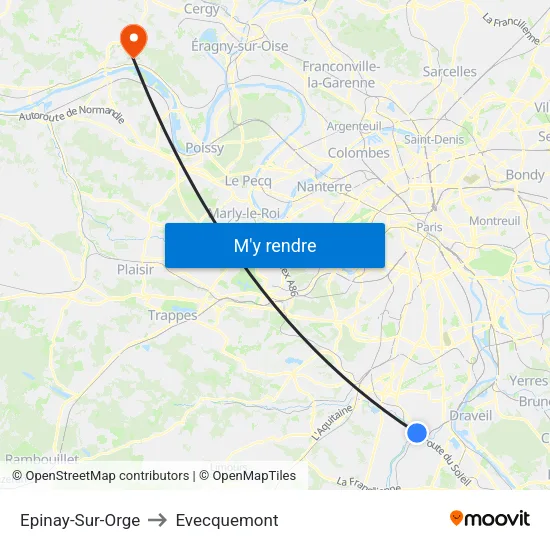 Epinay-Sur-Orge to Evecquemont map