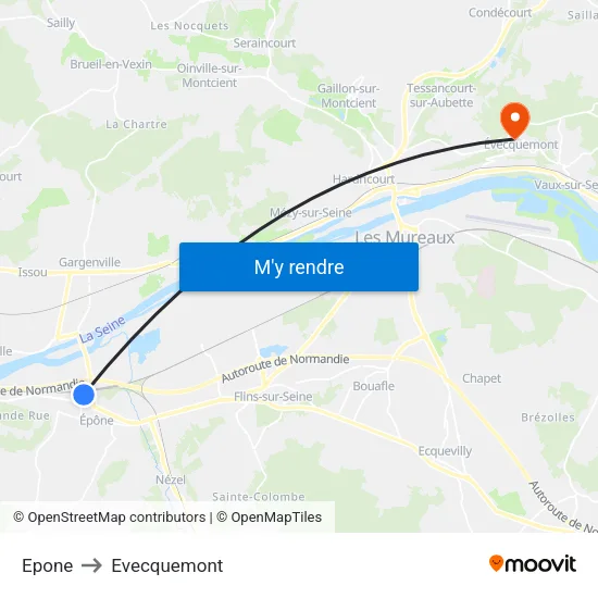 Epone to Evecquemont map