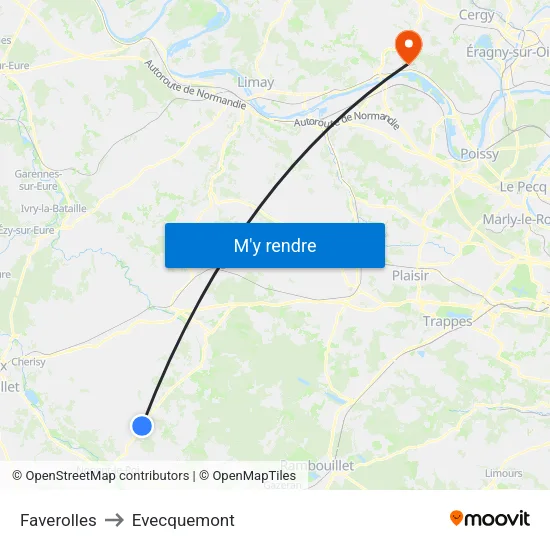 Faverolles to Evecquemont map