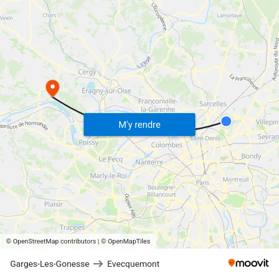 Garges-Les-Gonesse to Evecquemont map