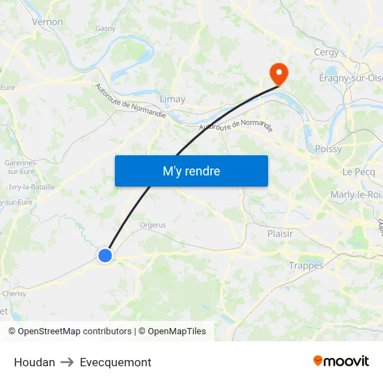 Houdan to Evecquemont map