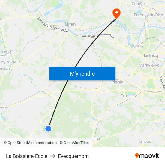 La Boissiere-Ecole to Evecquemont map