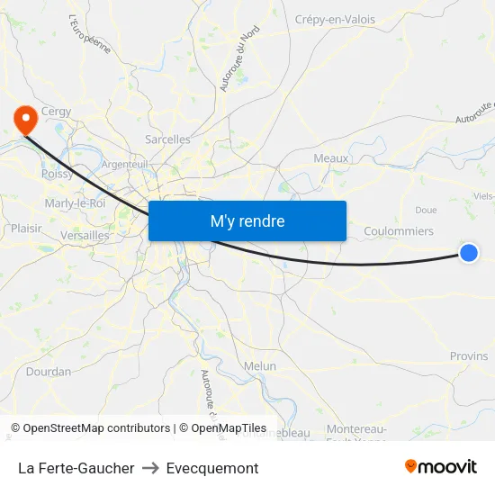 La Ferte-Gaucher to Evecquemont map
