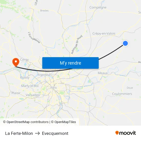 La Ferte-Milon to Evecquemont map