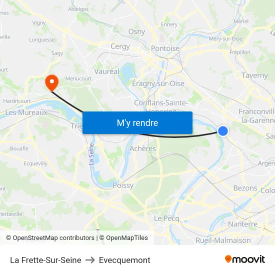 La Frette-Sur-Seine to Evecquemont map