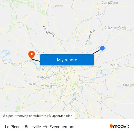 Le Plessis-Belleville to Evecquemont map