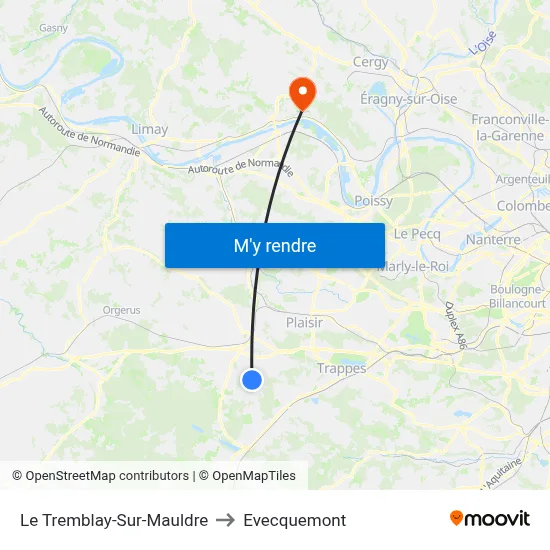 Le Tremblay-Sur-Mauldre to Evecquemont map